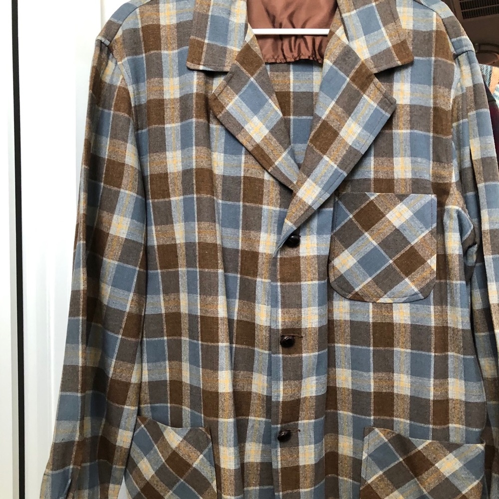 Pendleton Vintage Wool Jacket Blazer Plaid 70's XL